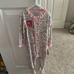 Magnetic me floral & pink bunny footed pajamas